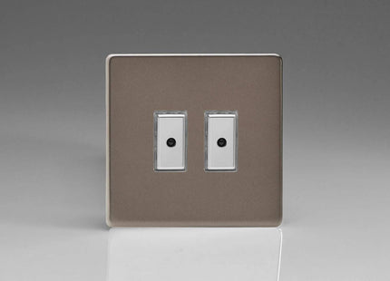 Varilight JDRE102S Screwless Pewter 2-Gang V-Pro Remote/Touch Master LED Dimmer 0-100W