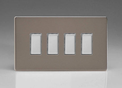 Varilight Eclique 2 4-Gang Tactile Touch Control Dimming Light Switch Slave for use with Master on 2-Way Circuits (Twin Plate) Pewter JDRES004S