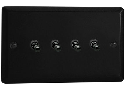 Varilight Urban Matt Black 4 Gang 2-Way 10 Amp Toggle Switch