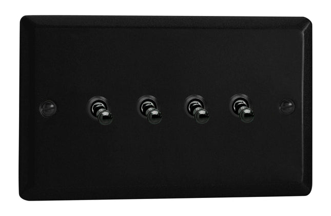 Varilight Urban Matt Black 4 Gang 2-Way 10 Amp Toggle Switch