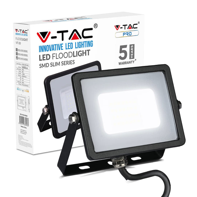 V-TAC LED Floodlight Outdoor 20W Flood Lights Outdoor | 1600 Lumens LED Work Light | Waterproof IP65 | White 6400K LED Flood Lights Outdoor for Garden Patio Driveway and more