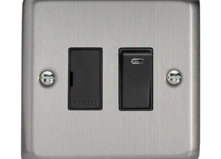 Varilight Classic Matt Chrome 13A Switched Fused Spur with Neon Black Inserts