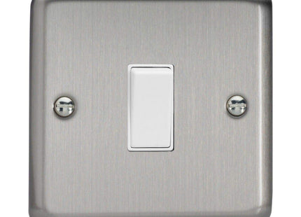 Varilight 1-Gang (Single), 1 Way 20 Amp Switch, Classic Brushed Steel (also known as Classic Matt Chrome) XS20W