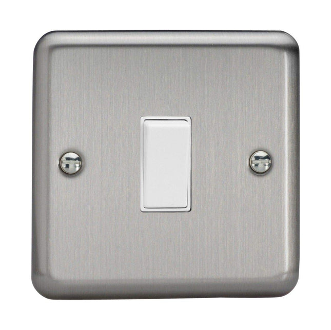 Varilight 1-Gang (Single), 1 Way 20 Amp Switch, Classic Brushed Steel (also known as Classic Matt Chrome) XS20W
