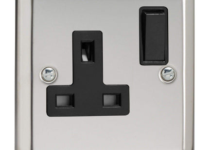 Varilight XC4B 13A Switched Socket Mirror Chrome Black 1-Gang