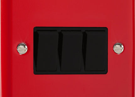 Varilight 3 Gang (Triple), 1 or 2 Way 10 Amp Switch, Classic Lily Pillar Box Red XY3B.PR