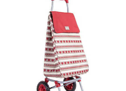 Sabichi Home Bistro 2 Wheel Shopping Trolley with Thermal Insulation Liner, 40 Liter Capacity, Red/Brown