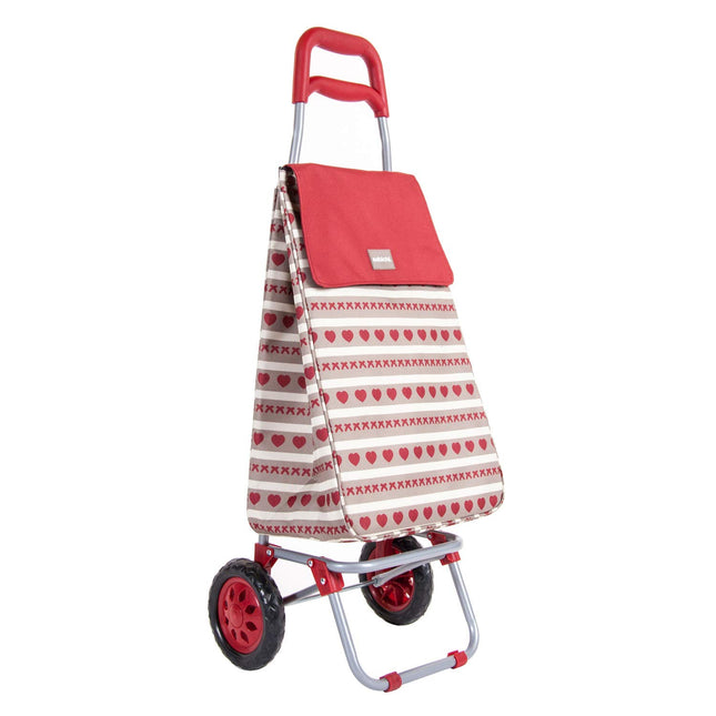 Sabichi Home Bistro 2 Wheel Shopping Trolley with Thermal Insulation Liner, 40 Liter Capacity, Red/Brown