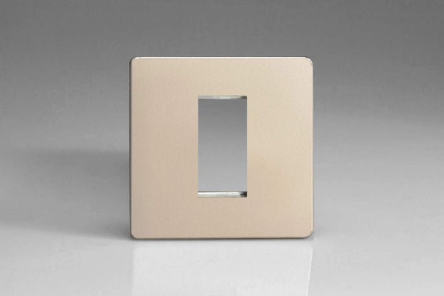 Varilight Data Grid Face Plate For 1 Data Module Width Dimension Screwless Satin Chrome XDNG1S