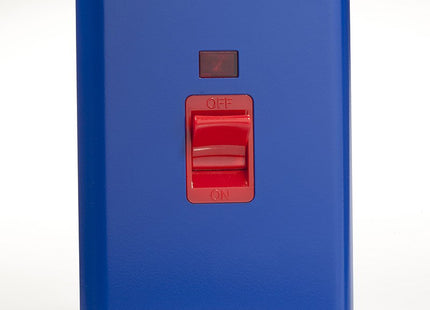 Varilight 45A Cooker Switch + Neon (Vertical Twin Plate, Red Rocker) Reflex Blue XY45N.RB