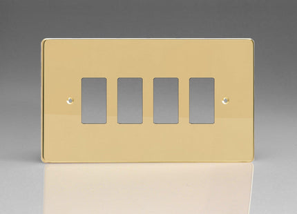 Varilight 4-Gang Grid Plate (Twin Plate) Polished Brass XDVPG4-P