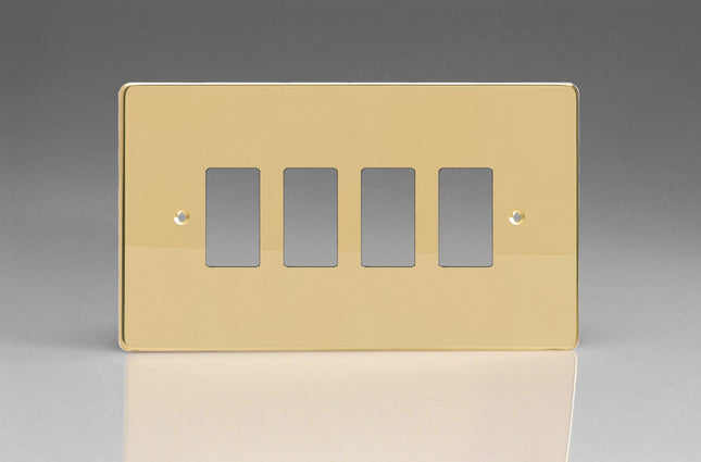 Varilight 4-Gang Grid Plate (Twin Plate) Polished Brass XDVPG4-P
