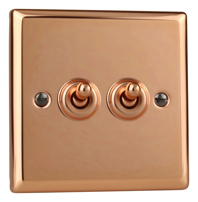 Varilight Urban Polished Copper 2-Gang 2-Way 10 Amp Toggle Switch