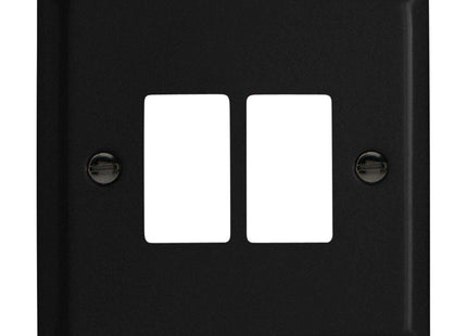 Varilight XYPGY2.MB Urban Matt Black 2-Gang Grid Plate (Single Plate)