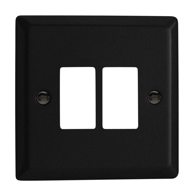 Varilight XYPGY2.MB Urban Matt Black 2-Gang Grid Plate (Single Plate)