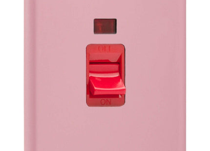 Varilight 45A Cooker Switch + Neon (Vertical Twin Plate, Red Rocker) Rose Pink XY45N.RP