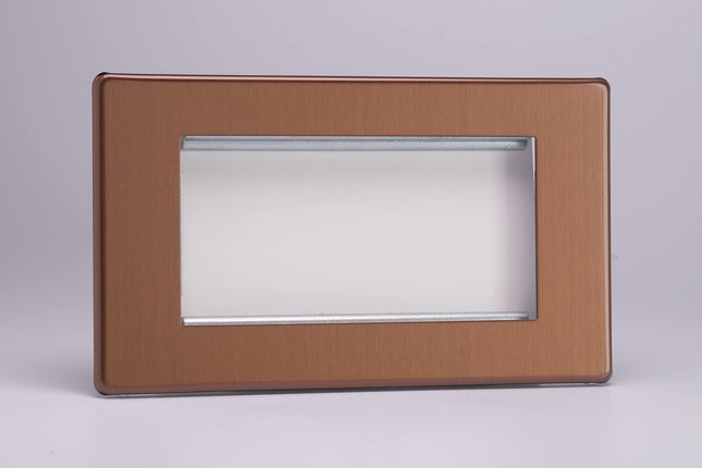 Varilight XDYG4S.BZ Screwless Brushed Bronze DataGrid Twin Plate (4 DataGrid Spaces)