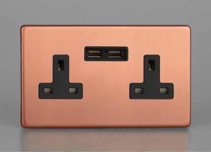 Varilight 2-Gang 13A Unswitched Socket + 2X5v Dc 2100Ma Usb Charging Ports