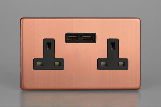 Varilight 2-Gang 13A Unswitched Socket + 2X5v Dc 2100Ma Usb Charging Ports