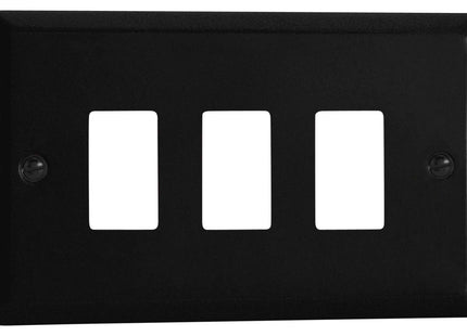 Varilight XYPGY3.MB Urban Matt Black 3 Gang PowerGrid Plate (Twin Plate)