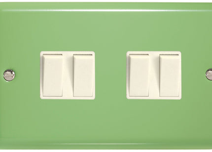 Varilight 4 Gang (Quad), 1or 2 Way 10 Amp Switch, Classic Lily Beryl Green XY9W.BG