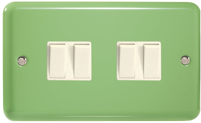 Varilight 4 Gang (Quad), 1or 2 Way 10 Amp Switch, Classic Lily Beryl Green XY9W.BG