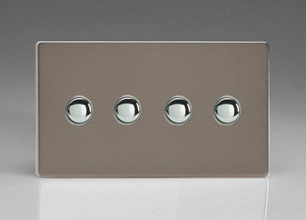 Varilight 4-Gang 6A 1-Way Push-to-Make Momentary Switch (Twin Plate) Pewter XDRM4S