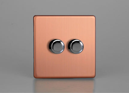 Varilight 2-Gang 2-Way Push-On/Off Rotary Led Dimmer 2 X 0-120W (1-10 Leds)