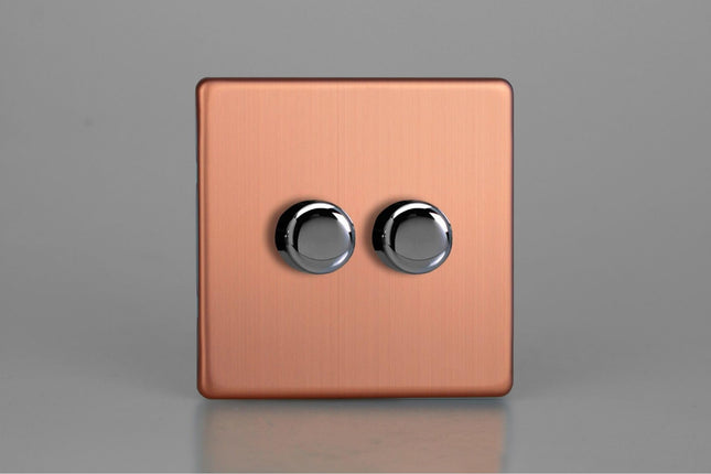 Varilight 2-Gang 2-Way Push-On/Off Rotary Led Dimmer 2 X 0-120W (1-10 Leds)