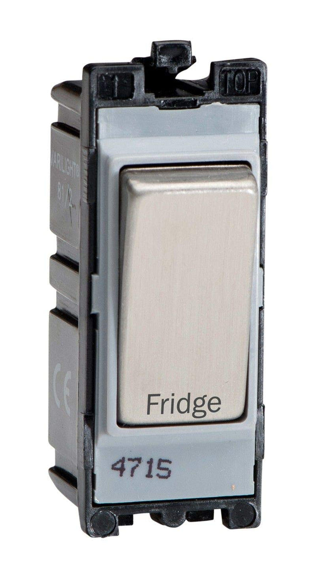 Varilight Engraved 20A 1-Way Double Pole Switch 'Fridge' PowerGrid Steel G201DS.FG