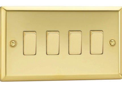 Varilight XV9D Rocker Switches 4 Gang Victorian Brass Brass