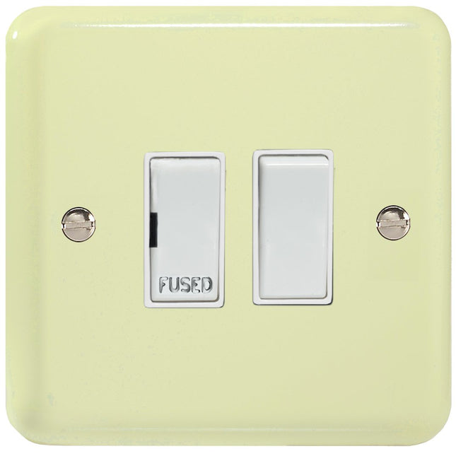 Varilight 1-Gang (Single), 13 Amp Switched Fused Spur, Classic Lily White Chocolate XY6W-WC