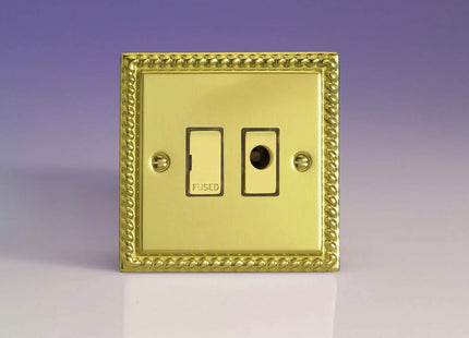 Varilight 13A Unswitched Fused Spur + Flex Outlet with Metal Inserts Georgian Brass XG6UFOD