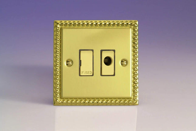 Varilight 13A Unswitched Fused Spur + Flex Outlet with Metal Inserts Georgian Brass XG6UFOD