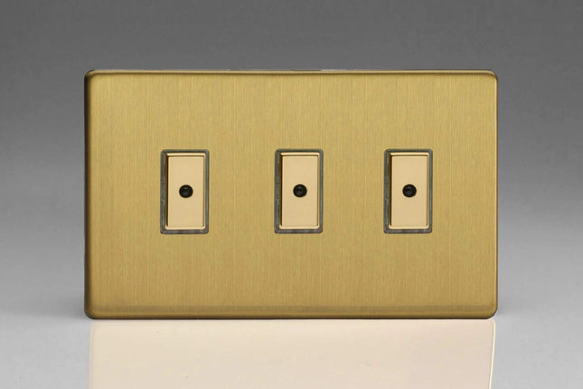 Varilight V-Pro Eclique2 LED Dimmer Switch Remote/Tactile Touch 3-Gang | Brass