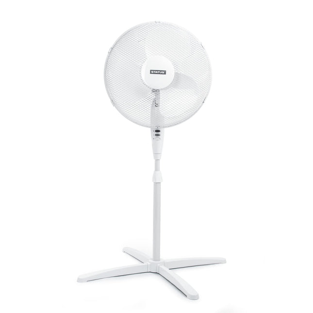 Status Standing Fan | 16 Inch Oscillating Portable Fan | 3 Speed Adjustable Angle Fan | White | S16STANDFAN1PKB