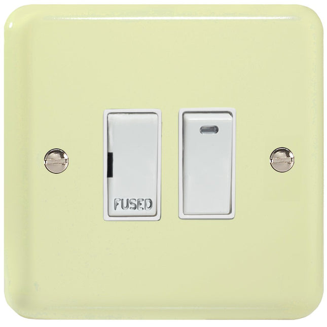 Varilight 1-Gang (Single), 13 Amp Switched Fused Spur with Neon, Classic Lily White Chocolate XY6NW.WC