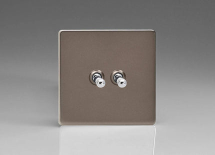 Varilight Screwless Pewter Effect Toggle Switch XDRT2SÉ