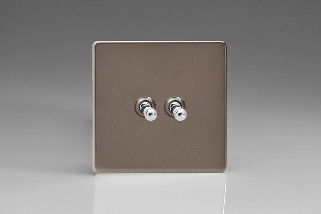 Varilight Screwless Pewter Effect Toggle Switch XDRT2SÉ