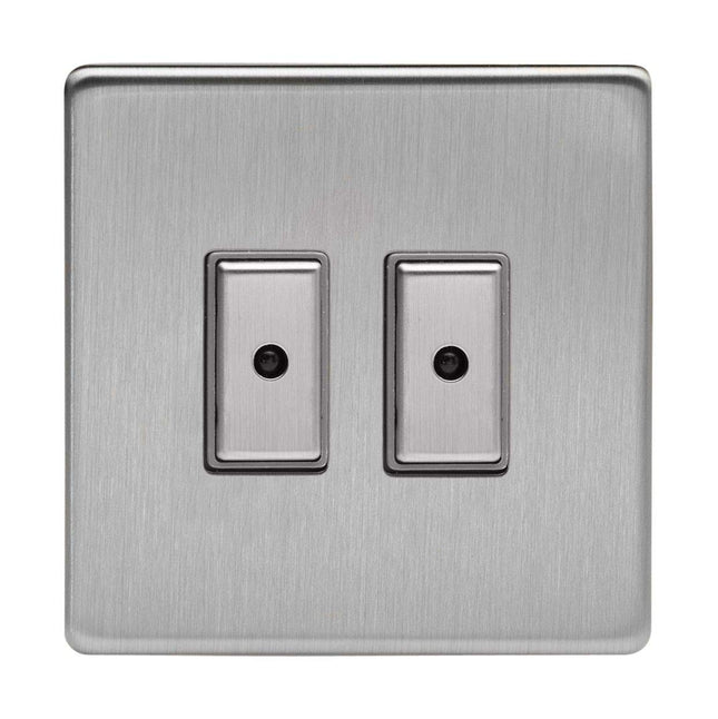 Varilight JDSE102S Dimmer Switch 2-Gang Brushed Steel