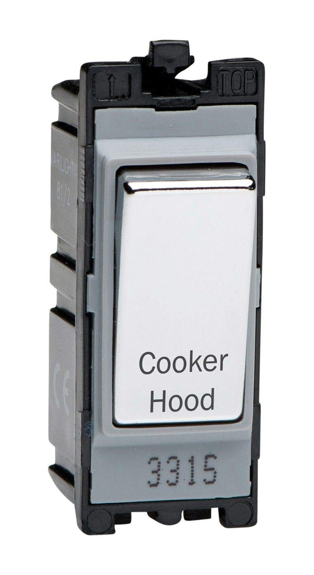 Varilight Engraved 20A 1-Way Double Pole Switch 'Cooker Hood' PowerGrid Chrome G201DC.CH