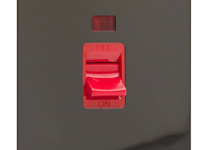 Varilight 45A Cooker Switch + Neon (Vertical Twin Plate, Red Rocker) Iridium XFI45N