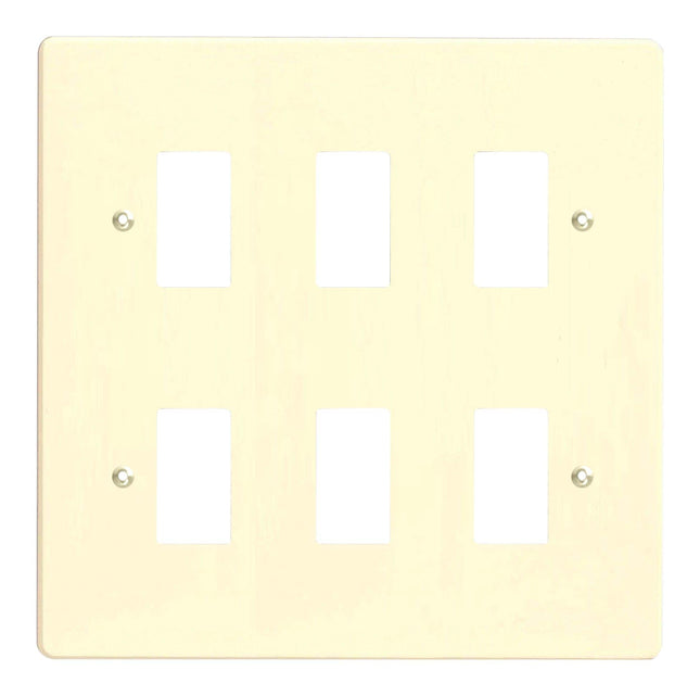 Varilight XDWPG6 PowerGrid White Chocolate 6 Gang Grid Plate (Double Twin Plate)