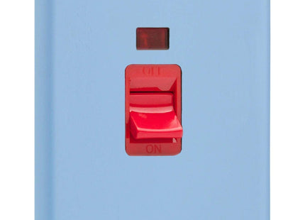 Varilight 45A Cooker Switch + Neon (Vertical Twin Plate, Red Rocker) Duck Egg Blue XY45N.DB