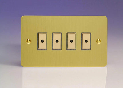 Varilight 4-Gang 1-Way Remote/Tactile Touch Control Master LED Dimmer Light Switch 4 x 0-100W (Max 10 LEDs) Brushed Brass JFBE104