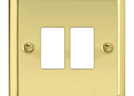 Varilight XVPGY2 Victorian Polished Brass 2-Gang Grid Plate (Single Plate)
