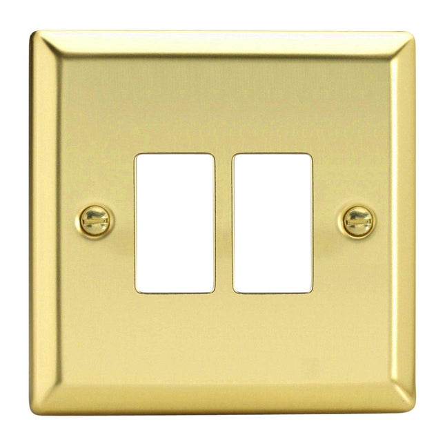 Varilight XVPGY2 Victorian Polished Brass 2-Gang Grid Plate (Single Plate)