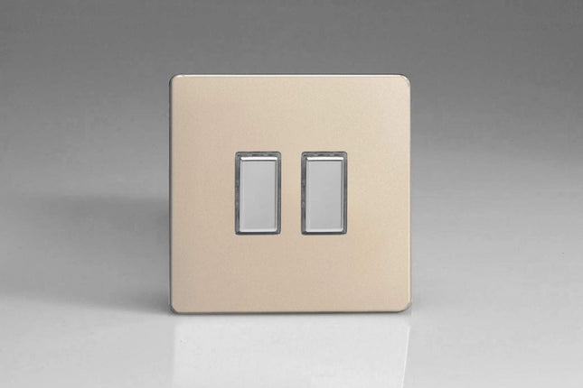 Varilight Eclique 2 2-Gang Tactile Touch Control Dimming Light Switch Slave for use with Eclique2 Master on 2-Way Circuits Satin Chrome JDNES002S