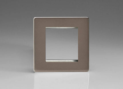 Varilight Data Grid Face Plate For 2 Data Module Width Dimension Screwless Pewter XDRG2S