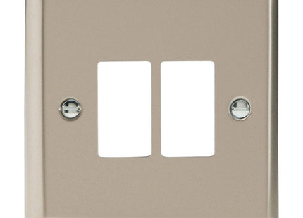 Varilight XNPGY2 Classic Satin Chrome 2-Gang Grid Plate (Single Plate)